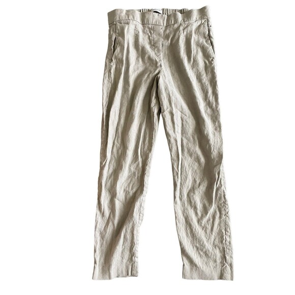 Aritzia Babaton Conan Pant Cropped Linen Blend Dress‎ Pants Beige Slim Trouser 6 - Picture 1 of 8